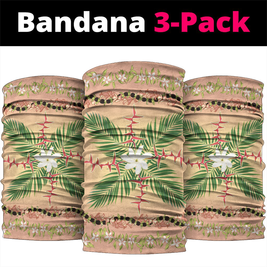 Hawaii Quilt Inspired Collection Aloha Flowers Neck Gaiter Maile - Kukui Nut Lei