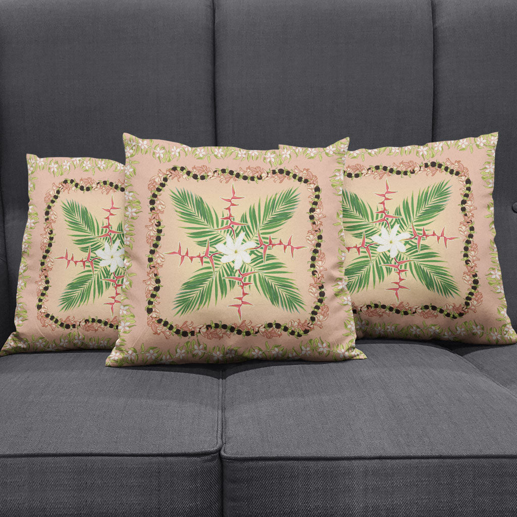 Hawaii Quilt Inspired Collection Aloha Flowers Pillow Cover Maile - Kukui Nut Lei