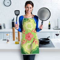 Hawaii Quilt Inspired Collection Aloha Flowers Apron Plumeria - Ti Leaf Lei