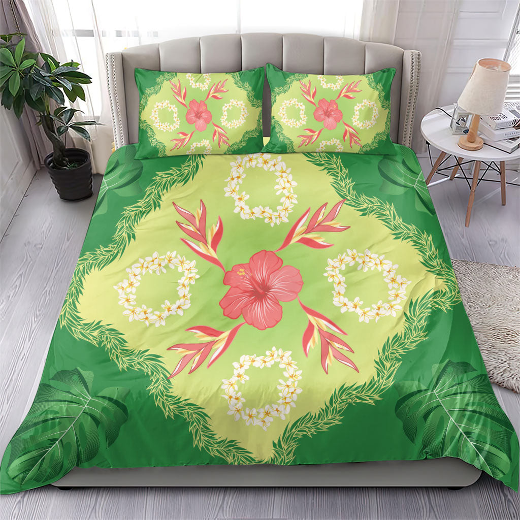 Hawaii Quilt Inspired Collection Aloha Flowers Bedding Set Plumeria - Ti Leaf Lei