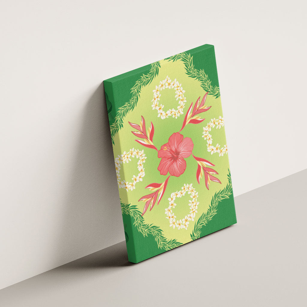 Hawaii Quilt Inspired Collection Aloha Flowers Canvas Wall Art Plumeria - Ti Leaf Lei