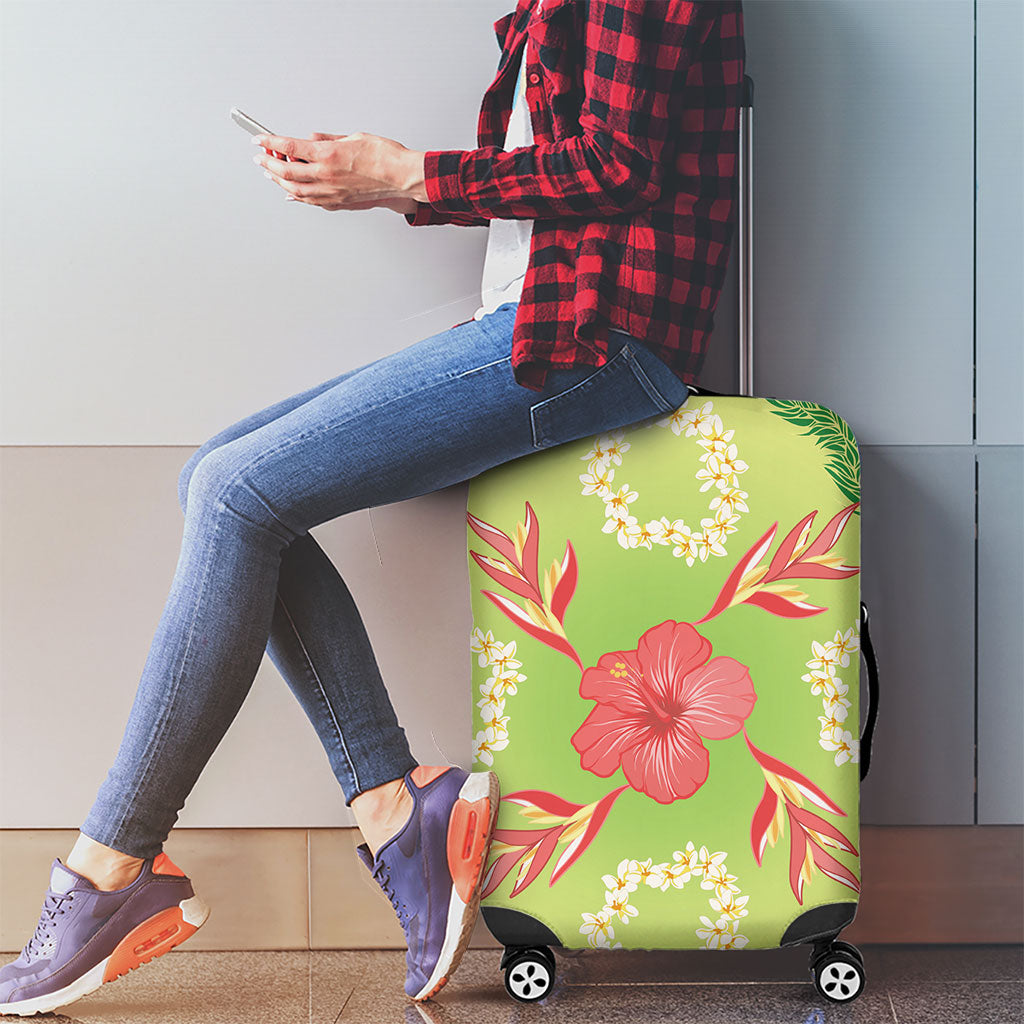 Hawaii Quilt Inspired Collection Aloha Flowers Luggage Cover Plumeria - Ti Leaf Lei