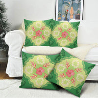 Hawaii Quilt Inspired Collection Aloha Flowers Pillow Cover Plumeria - Ti Leaf Lei