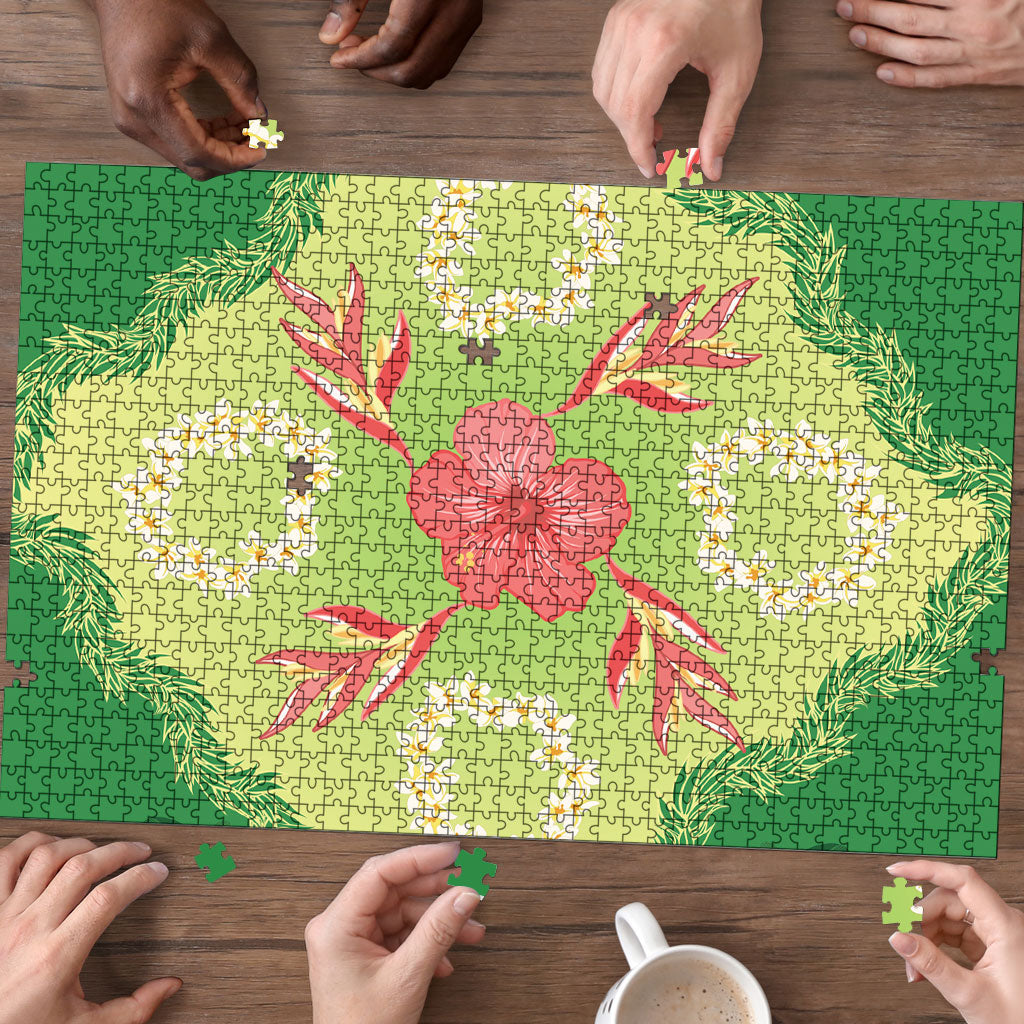 Hawaii Quilt Inspired Collection Aloha Flowers Puzzle Plumeria - Ti Leaf Lei