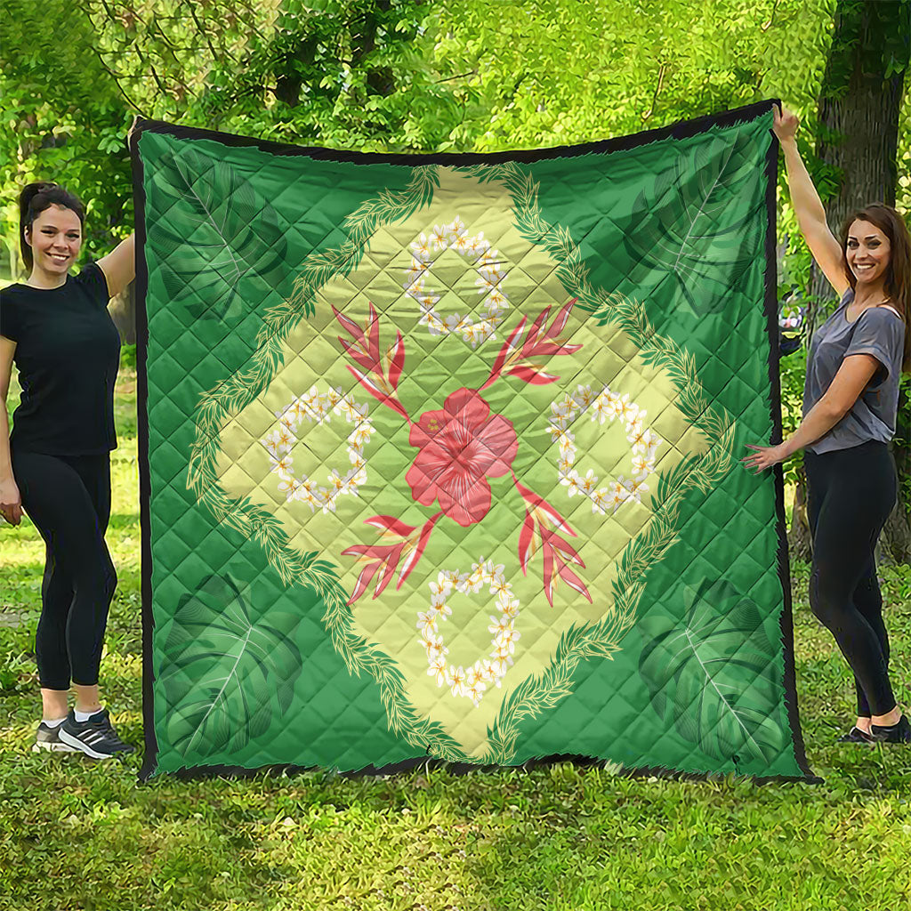 Hawaii Quilt Inspired Collection Aloha Flowers Quilt Plumeria - Ti Leaf Lei