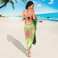 Hawaii Quilt Inspired Collection Aloha Flowers Sarong Plumeria - Ti Leaf Lei
