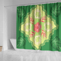 Hawaii Quilt Inspired Collection Aloha Flowers Shower Curtain Plumeria - Ti Leaf Lei
