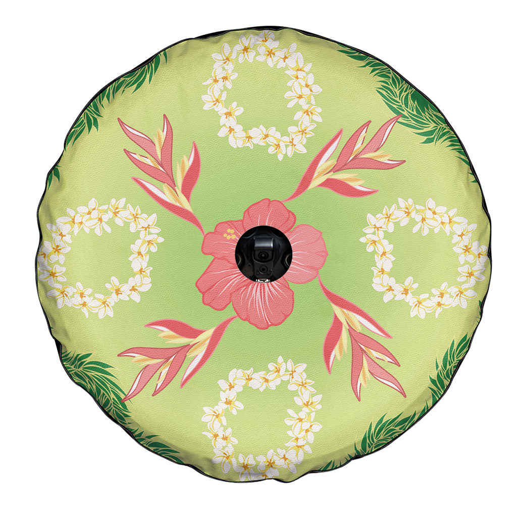 Hawaii Quilt Inspired Collection Aloha Flowers Spare Tire Cover Plumeria - Ti Leaf Lei