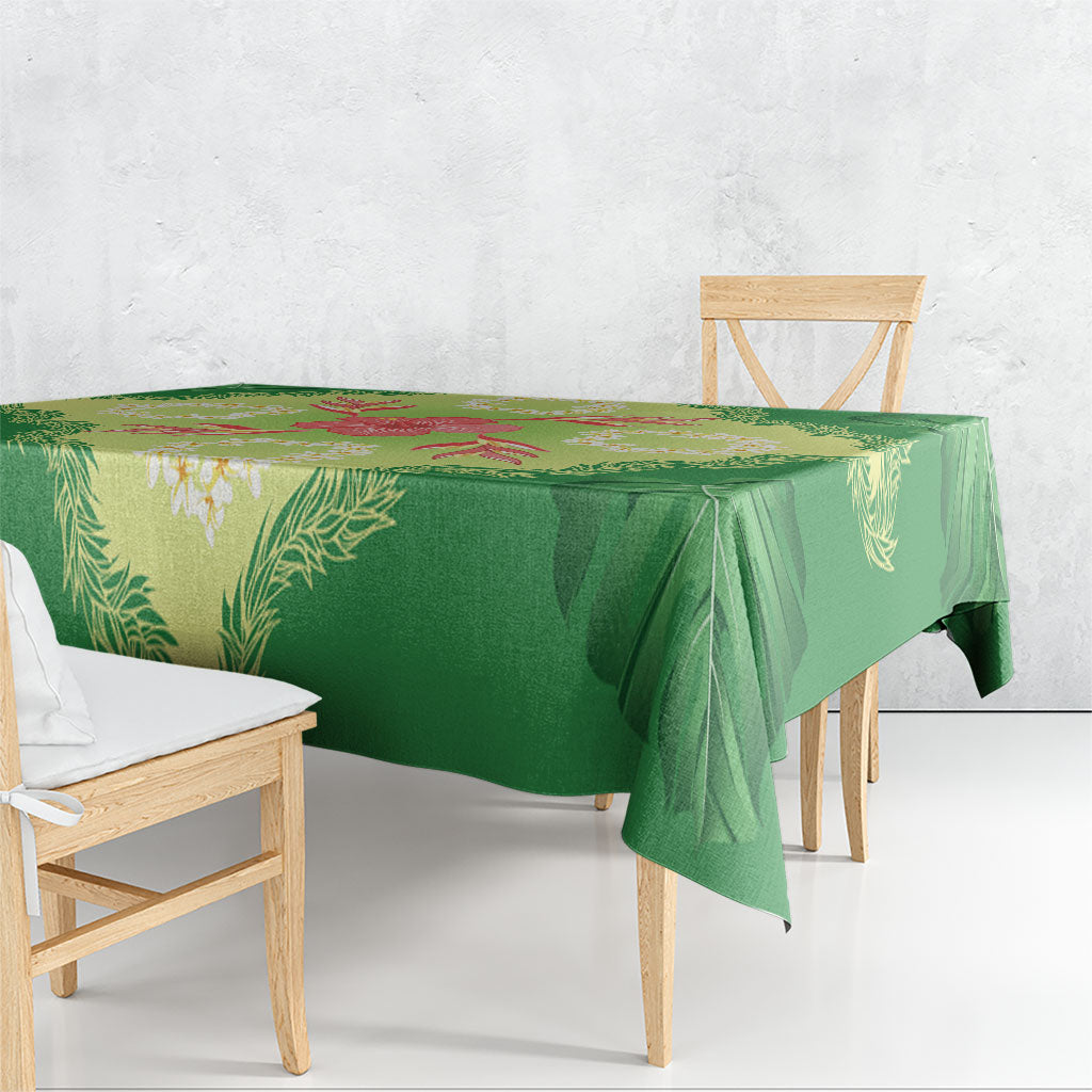 Hawaii Quilt Inspired Collection Aloha Flowers Tablecloth Plumeria - Ti Leaf Lei