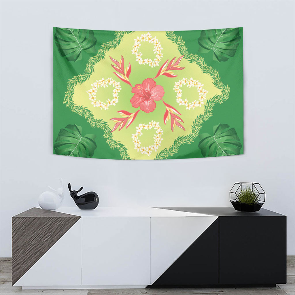 Hawaii Quilt Inspired Collection Aloha Flowers Tapestry Plumeria - Ti Leaf Lei