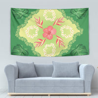 Hawaii Quilt Inspired Collection Aloha Flowers Tapestry Plumeria - Ti Leaf Lei