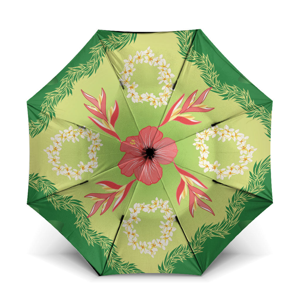 Hawaii Quilt Inspired Collection Aloha Flowers Umbrella Plumeria - Ti Leaf Lei