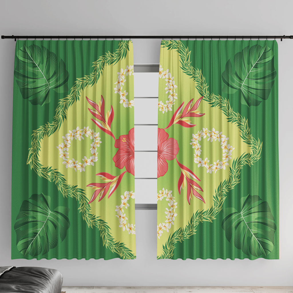 Hawaii Quilt Inspired Collection Aloha Flowers Window Curtain Plumeria - Ti Leaf Lei