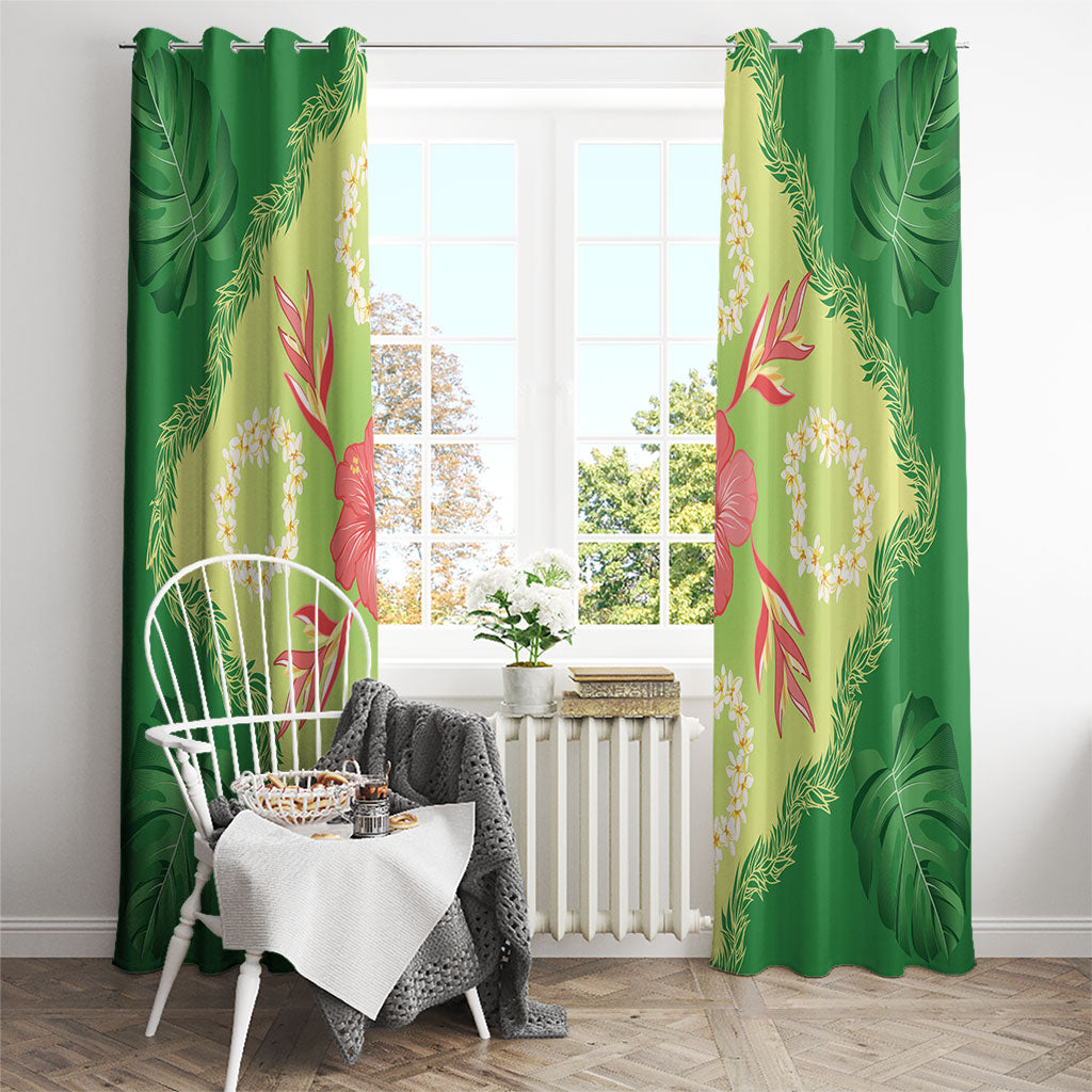 Hawaii Quilt Inspired Collection Aloha Flowers Window Curtain Plumeria - Ti Leaf Lei