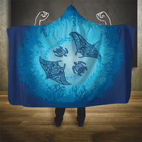 Hawaii Quilt Inspired Collection Aloha Sea Hooded Blanket Manta Ray and Turtles