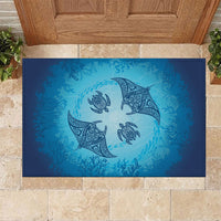 Hawaii Quilt Inspired Collection Aloha Sea Rubber Doormat Manta Ray and Turtles