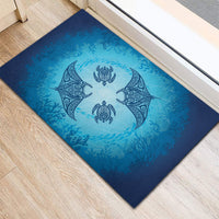 Hawaii Quilt Inspired Collection Aloha Sea Rubber Doormat Manta Ray and Turtles