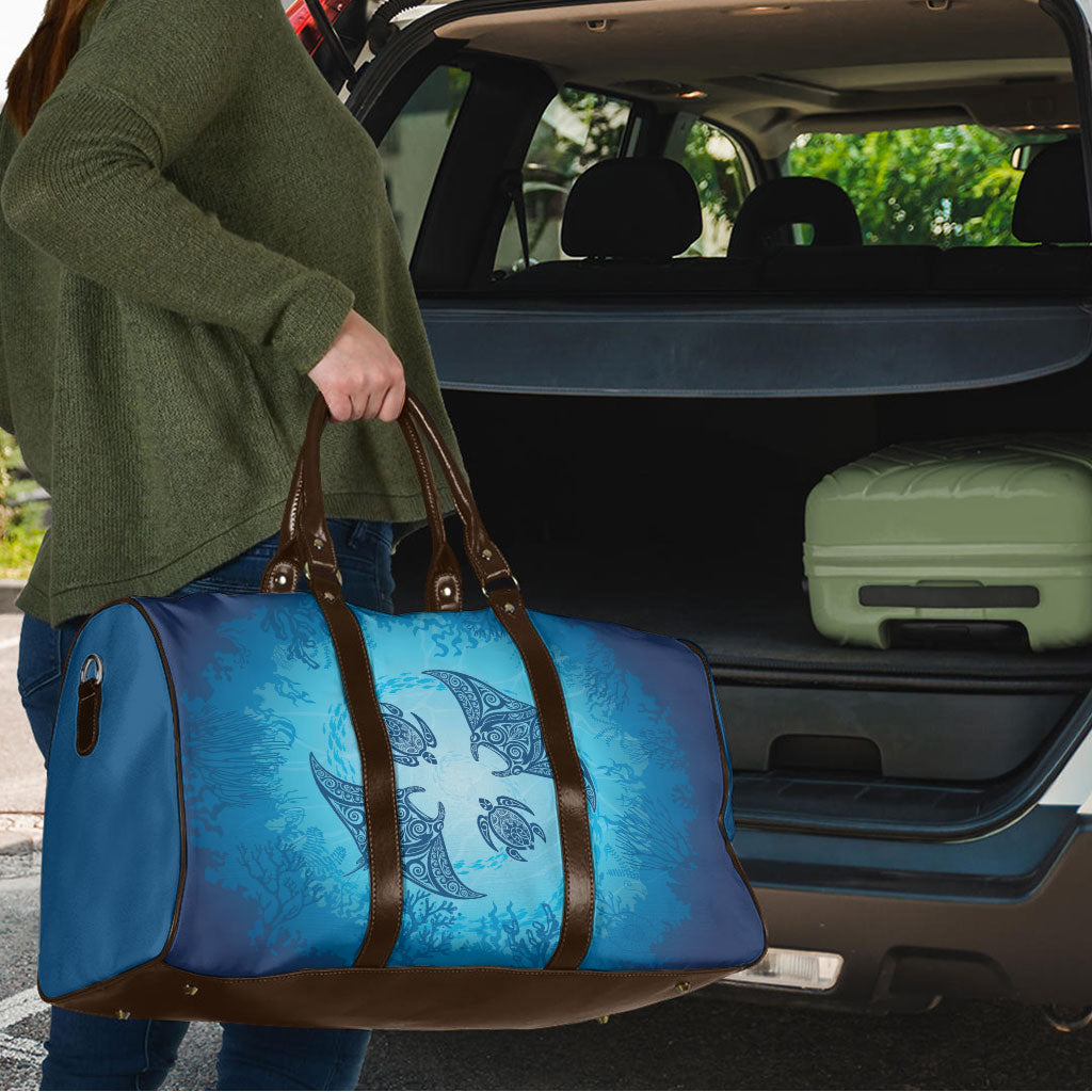 Hawaii Quilt Inspired Collection Aloha Sea Travel Bag Manta Ray and Turtles
