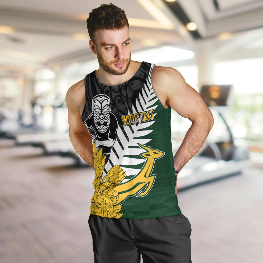 Personalised New Zealand Vs South Africa Rugby Men Tank Top Rivals - Tribal Style LT7 - Polynesian Pride