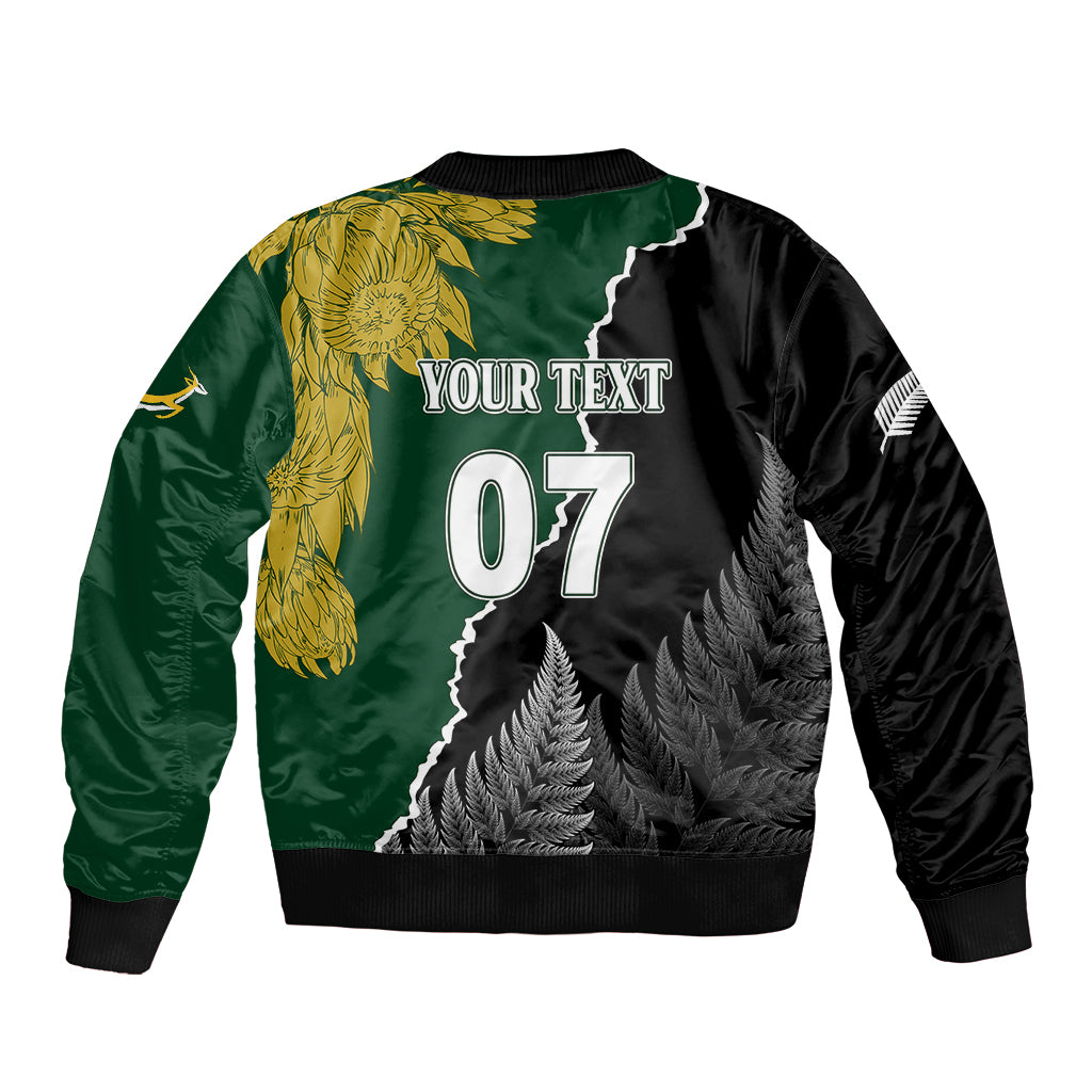 Personalised New Zealand Vs South Africa Rugby Sleeve Zip Bomber Jacket Rivals Dynamics LT7 - Polynesian Pride