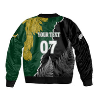 Personalised New Zealand Vs South Africa Rugby Sleeve Zip Bomber Jacket Rivals Dynamics LT7 - Polynesian Pride