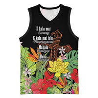 Mahalo Hawaii Ho'oponopono Pule Basketball Jersey Polynesian Pattern Cross LT7 Unisex Black - Polynesian Pride