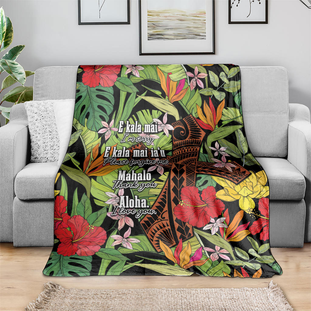 Mahalo Hawaii Ho'oponopono Pule Blanket Polynesian Pattern Cross LT7 - Polynesian Pride