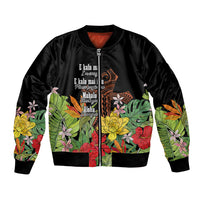 Mahalo Hawaii Ho'oponopono Pule Bomber Jacket Polynesian Pattern Cross LT7 Unisex Black - Polynesian Pride