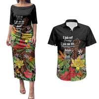 Mahalo Hawaii Ho'oponopono Pule Couples Matching Puletasi and Hawaiian Shirt Polynesian Pattern Cross LT7 Black - Polynesian Pride