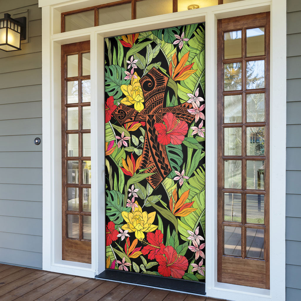 Mahalo Hawaii Ho'oponopono Pule Door Cover Polynesian Pattern Cross LT7 - Polynesian Pride