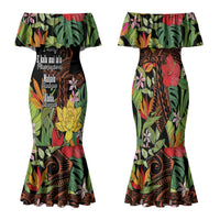 Mahalo Hawaii Ho'oponopono Pule Family Matching Mermaid Dress and Hawaiian Shirt Polynesian Pattern Cross LT7 Mom's Dress Black - Polynesian Pride