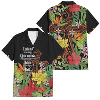 Mahalo Hawaii Ho'oponopono Pule Family Matching Mermaid Dress and Hawaiian Shirt Polynesian Pattern Cross LT7 Dad's Shirt - Short Sleeve Black - Polynesian Pride