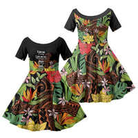Mahalo Hawaii Ho'oponopono Pule Family Matching Off Shoulder Maxi Dress and Hawaiian Shirt Polynesian Pattern Cross LT7 Daughter's Dress Black - Polynesian Pride