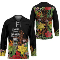 Mahalo Hawaii Ho'oponopono Pule Hockey Jersey Polynesian Pattern Cross