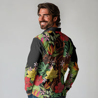 Mahalo Hawaii Ho'oponopono Pule Long Sleeve Polo Shirt Polynesian Pattern Cross LT7 - Polynesian Pride