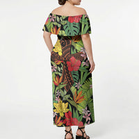 Mahalo Hawaii Ho'oponopono Pule Off Shoulder Maxi Dress Polynesian Pattern Cross LT7 - Polynesian Pride