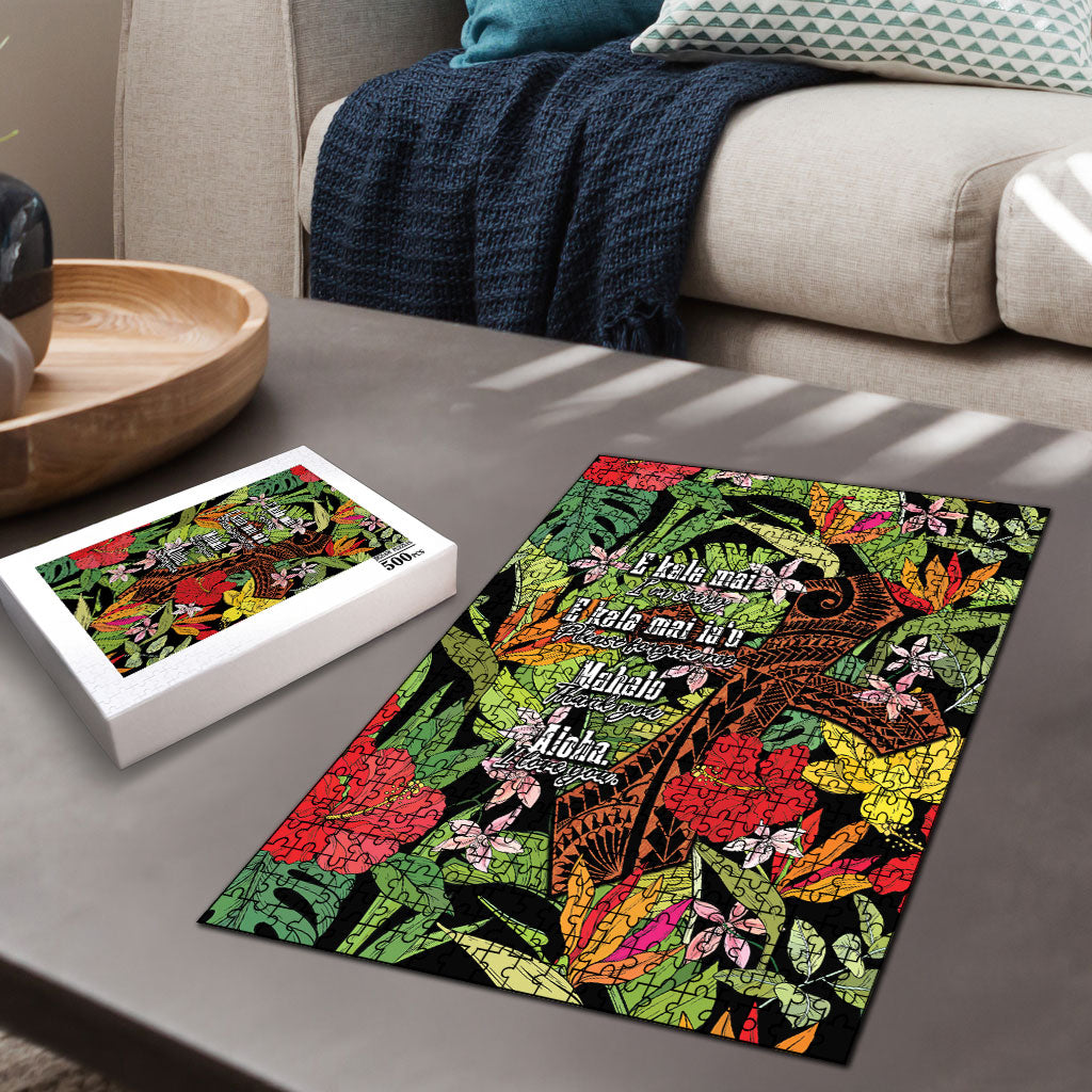 Mahalo Hawaii Ho'oponopono Pule Puzzle Polynesian Pattern Cross LT7 - Polynesian Pride