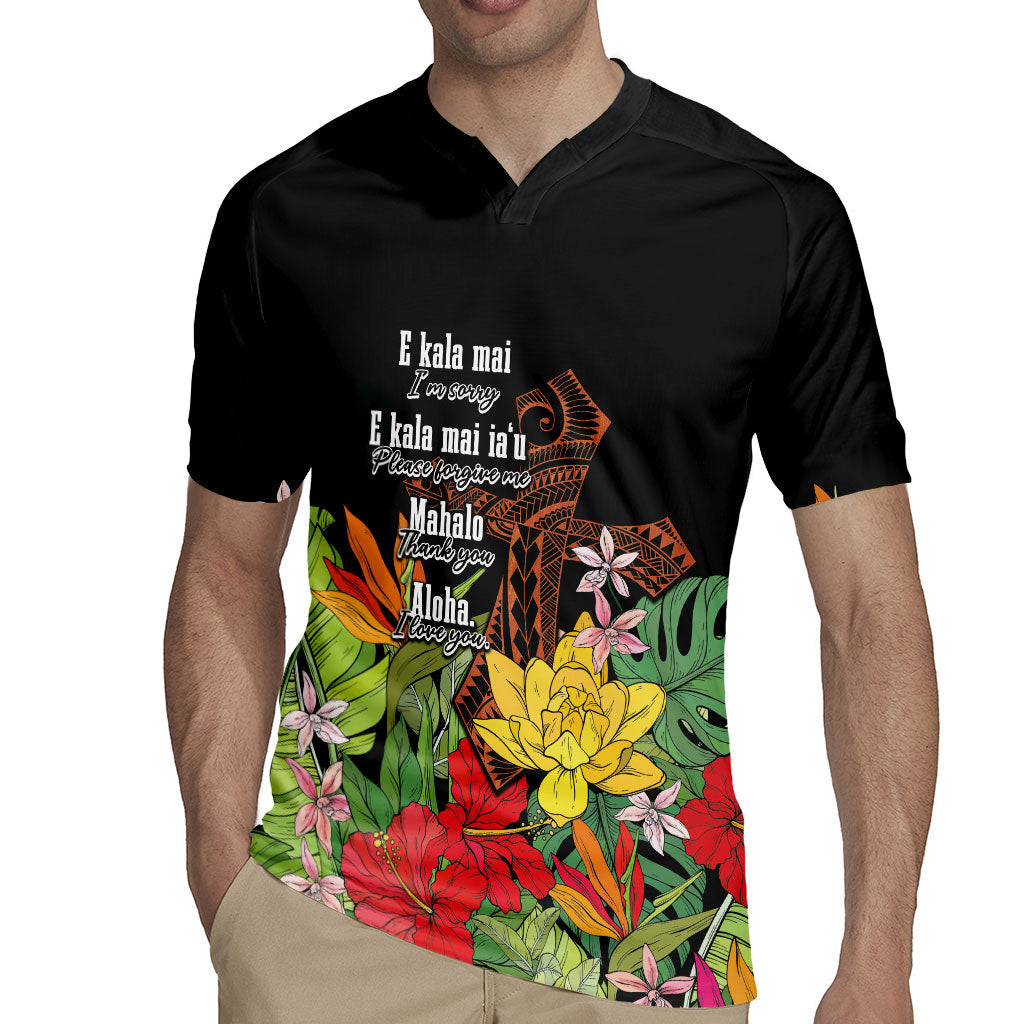 Mahalo Hawaii Ho'oponopono Pule Rugby Jersey Polynesian Pattern Cross LT7 - Polynesian Pride