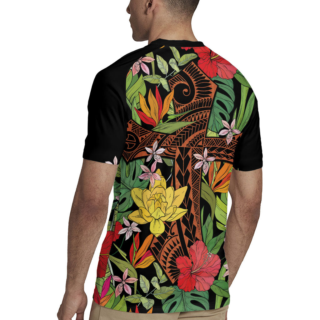 Mahalo Hawaii Ho'oponopono Pule Rugby Jersey Polynesian Pattern Cross LT7 - Polynesian Pride