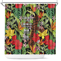 Mahalo Hawaii Ho'oponopono Pule Shower Curtain Polynesian Pattern Cross LT7 Black - Polynesian Pride