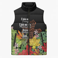 Mahalo Hawaii Ho'oponopono Pule Sleeveless Puffer Jacket Polynesian Pattern Cross LT7 Unisex Black - Polynesian Pride