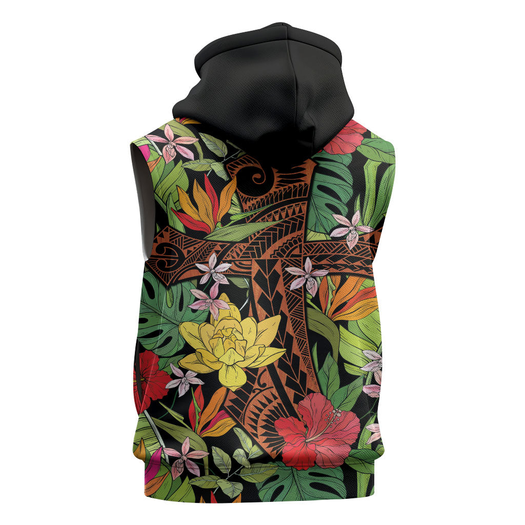 Mahalo Hawaii Ho'oponopono Pule Sleeveless Zip Hoodie Polynesian Pattern Cross LT7 - Polynesian Pride
