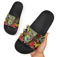 Mahalo Hawaii Ho'oponopono Pule Slide Sandals Polynesian Pattern Cross LT7 - Polynesian Pride