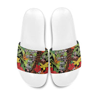 Mahalo Hawaii Ho'oponopono Pule Slide Sandals Polynesian Pattern Cross LT7 Black - Polynesian Pride