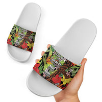 Mahalo Hawaii Ho'oponopono Pule Slide Sandals Polynesian Pattern Cross LT7 - Polynesian Pride