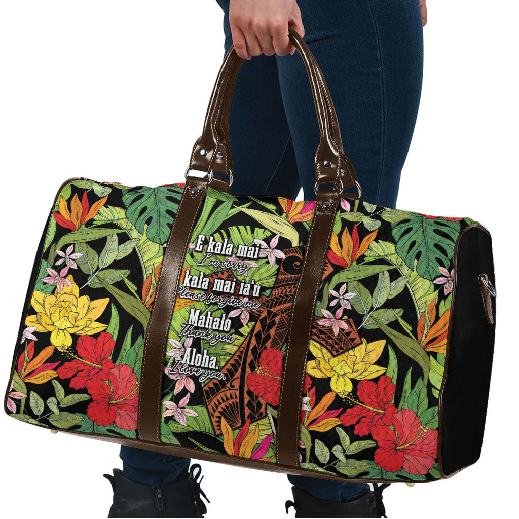 Mahalo Hawaii Ho'oponopono Pule Travel Bag Polynesian Pattern Cross LT7 - Polynesian Pride