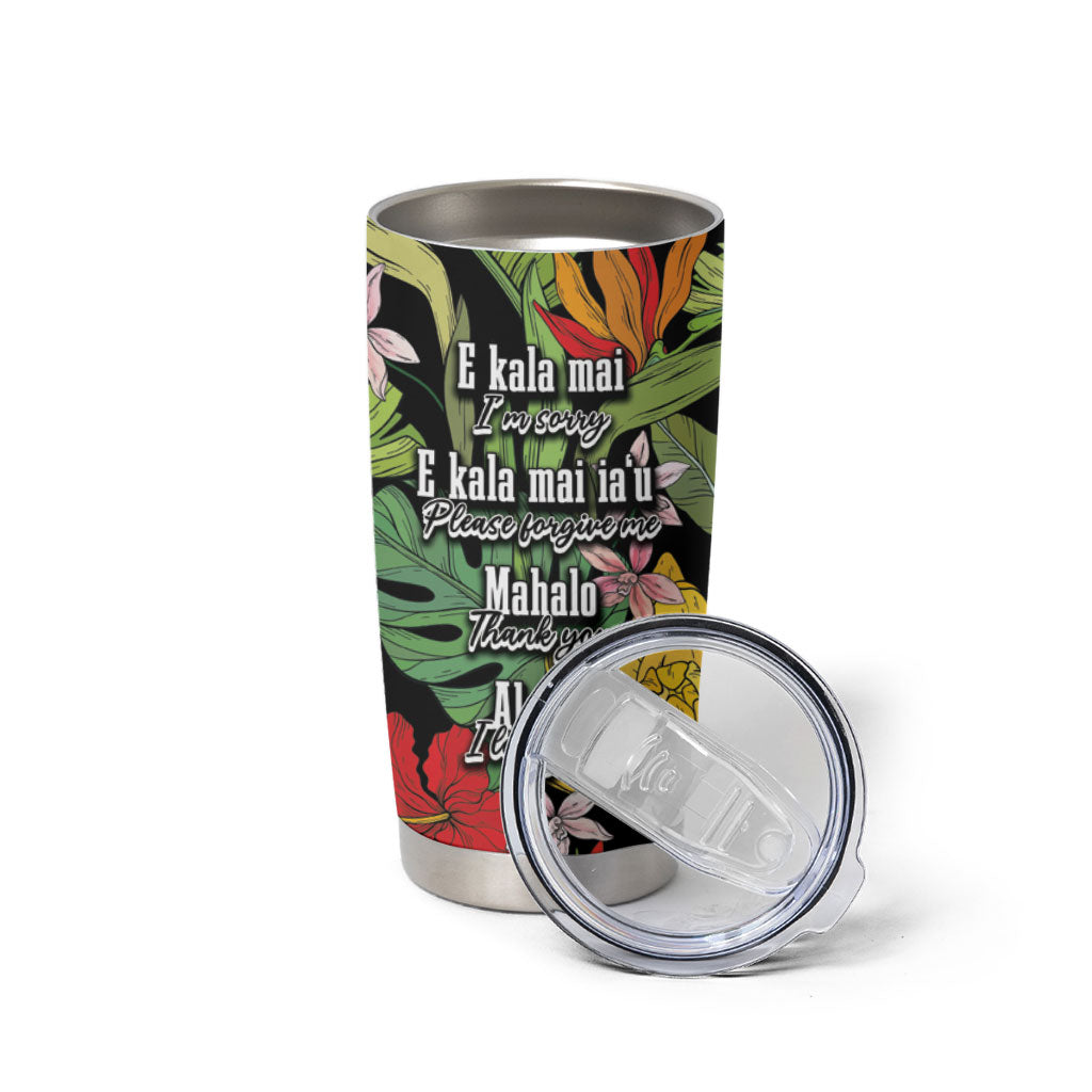 Mahalo Hawaii Ho'oponopono Pule Tumbler Cup Polynesian Pattern Cross LT7 - Polynesian Pride