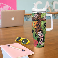 Mahalo Hawaii Ho'oponopono Pule Tumbler With Handle Polynesian Pattern Cross LT7 - Polynesian Pride
