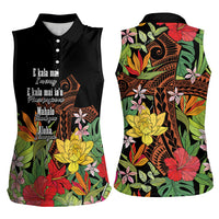 Mahalo Hawaii Ho'oponopono Pule Women Sleeveless Polo Shirt Polynesian Pattern Cross LT7 - Polynesian Pride