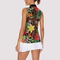 Mahalo Hawaii Ho'oponopono Pule Women Sleeveless Polo Shirt Polynesian Pattern Cross LT7 - Polynesian Pride